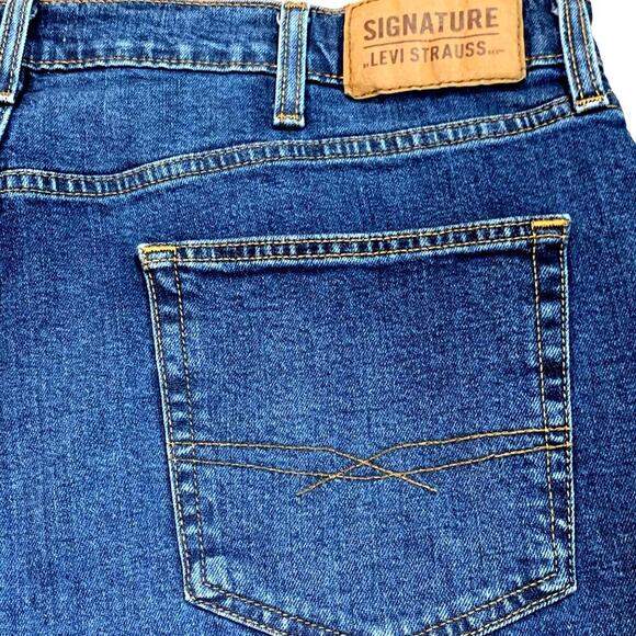 Levi Strauss Signature Blue Jeans Shorts Bermuda Mens Plus Size W40 Stretch - Picture 7 of 12